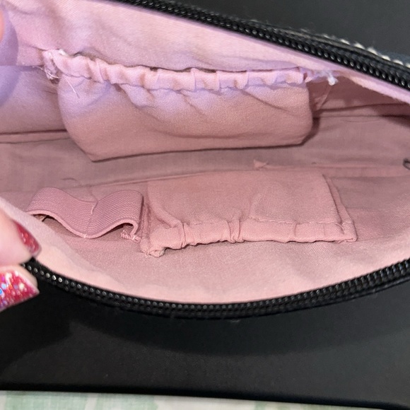 “K” initial black & pink wristlet, makeup, toiletry, cosmetic bag - Picture 7 of 8